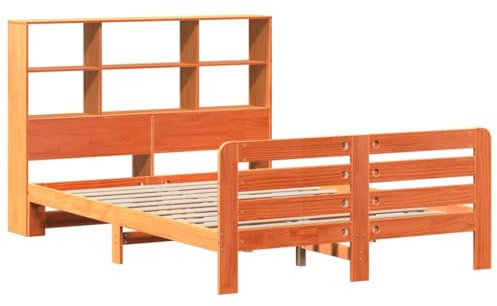 vidaXL Massivholzbett, Holzbett mit Kopfteil Lattenrost, Doppelbett für Schlafzimmer, Bett Bettgestell, Wachsbraun 120x190cm Massivholz Kiefer