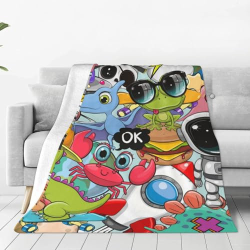 ASKFNASDKMFN Juego de cobija de franela cálida para niños, 100 x 125 cm