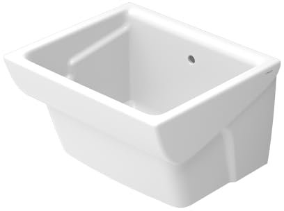 Pilozzo Lavatoio 60x50 Cm Da Appoggio Con Vasca In Ceramica Bianca Lucida Linea Messico, Completo Di Foro Troppo Pieno