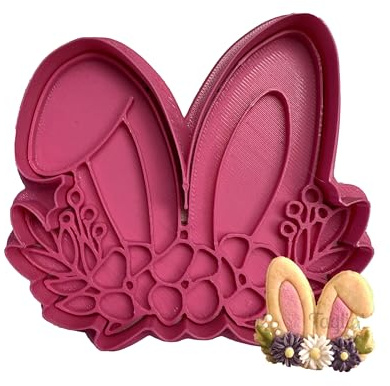 Tagliabiscotti.it - Orecchie Coniglio Pasqua - Tagliabiscotti - Formina - per decorazione biscotti e torte in pasta di zucchero - Misura 8cm x 7,5cm