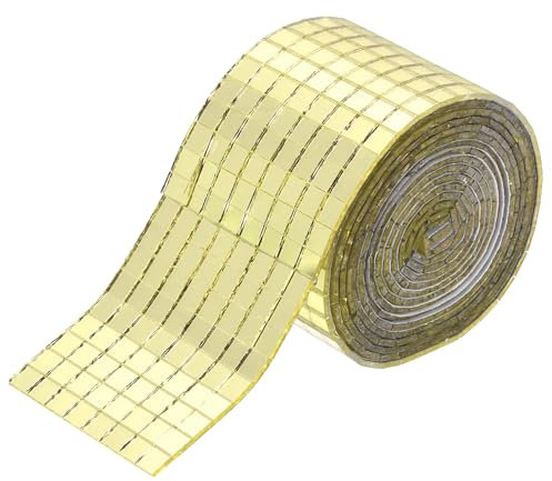 QUARKZMAN 2240 PCS Carreaux De Miroir En Verre Pour Boule Disco Carreaux De Mosaïque En Miroir Doré Auto-Adhésifs 5 x 5mm Pour Boule Disco, Bricolage, Décoration KTV 1 Feuille