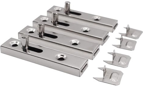 Pestillo de Metal para Armarios, Modelo H1255, Incluye Tornillos Visibles, Recto, de Acero Niquelado, Pack de para Muebles,pestillo deslizante armario Cajas y Armarios (4 piezas)