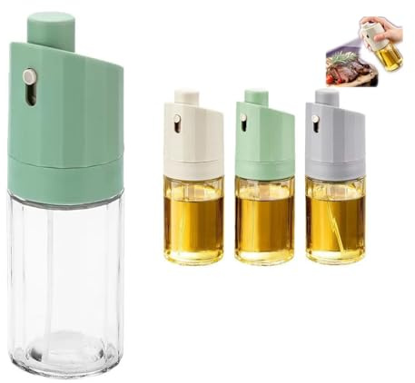 Theexecva Oil Sprayer for Cooking, Olive Oil Sprayer Mister, 230ml Food-grade Premium Glass Olive Spray Bottle for Salad Making, Baking, Frying, BBQ (Green)