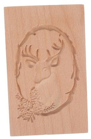 Ciieeo Wooden Cookie Cutters Carved Reindeer Shaped Biscuit Mold Baking Tool for Christmas Decorations Cookie Mold for DIY Crafts
