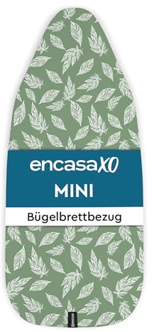 Encasa XO Bügelbrettbezug, Filzpolster, Kordelzug 72x30 cm | Große Blätter grün, 3 mm Filzpolsterung | Einfache Passform | Hitzebeständig | 100% Baumwolle | Passend 72x30 cm