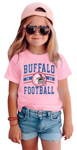 GLIGLITTR Football Shirt for Toddler Boy Girl American Football Tshirt Team Sports Fans Lover Tshirt Kids Game Day Outfits(Pink,2-3T)