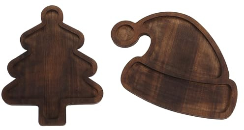 Hoshisea 2 Pezzi Piatto di Natale, Piatto Decorativo Natalizio, Piatto Natalizio in marrone, Adatto a Natale, Feste, Cene e Può Anche Essere Regalato Agli Amici（7 pollici）