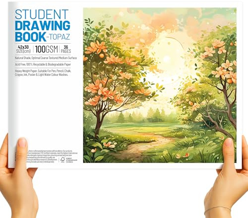 Blocco da disegno per artisti, formato A3, 36 pagine (18 fogli), carta da 100 g/m², blocco da disegno e pittura per bambini, studenti e professionisti