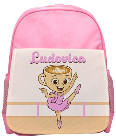 Whale Zaino Asilo Personalizzato Ballerina Cappuccina, Rosa, Zainetto asilo con nome