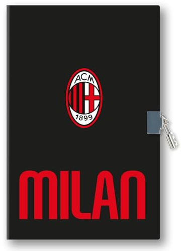 Seven Diario segreto del tifoso AC MILAN con lucchetto e confezione regalo inclusa, Bambino, Ragazzo, Calcio, Prodotto ufficiale, Idea regalo