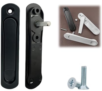 Poignee Fenetre Poignée de fenêtre dissimulée en alliage zinc blanc/noir, accessoires quincaillerie for fenêtres, poignée d'écran avec vis acier inoxydable (Noir)