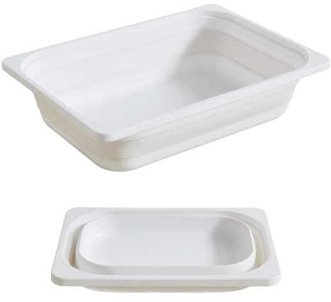 Asweets 2 Pack Storage Bins, Collapsible Plastic Basket, Washing Up Bowl Set, Space Saving & Portable Storage Organizer for Kitchen Bathroom, 1 Large & 1 Small Set (White)