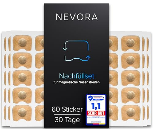 Nevora® Magnetische Nasenpflaster | 30 Tage Vorrat | Starker Kleber (30-tage Nachfüllset)