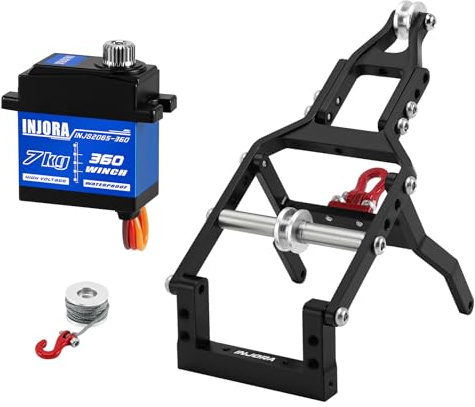 INJORA Servo Cabrestante 7KG INJS2065-360 con Kit de Grúa para Camión de Remolque para Actualización SCX24 Crawler RC 1/24