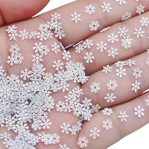 KEYMIX 300 Pcs Mini Flocon de Neige en Métal, Petits Flocon de Neige Decoration de Noël pour Manucure DIY Fenêtre Arbre de Noël Décoration d'hiver