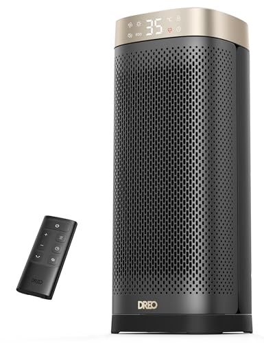 DREO 16 Inch Electric Heater, Energy Efficient Space Heaters for Bedroom with Thermostat, 70° Oscillating, Remote Control, 3-Mode, Tip-over & Overheat Protection, Silent Ceramic Fan Heater for Home