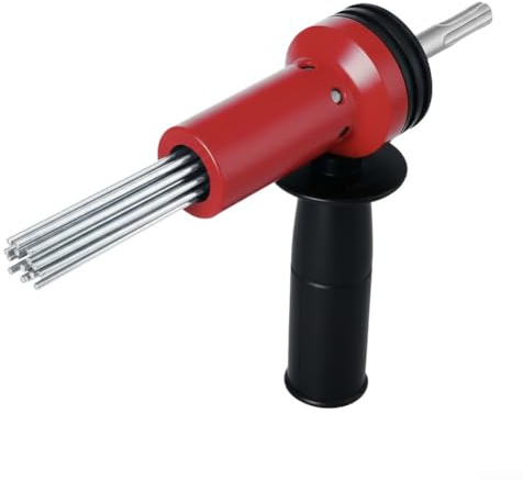 Gettimore Elektrischer Hammer-Zubehör, Nadel-Scaler-Adapter mit SDS-Schaft zur Rostentfernung und Vorbereitung mit gehärteter Stahllegierung (rot)