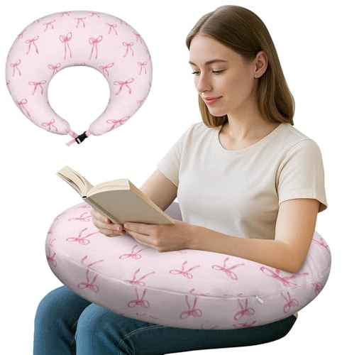 Crafting Pillow for Crocheting, Crochet Pillow for Lap Support, 12 Fun Print Styles, Ergonomic Arm Support, For Bed, Floor, Chair Comfort, Pain Relief and Fatigue for Gaming and Woking (Bow Tie)
