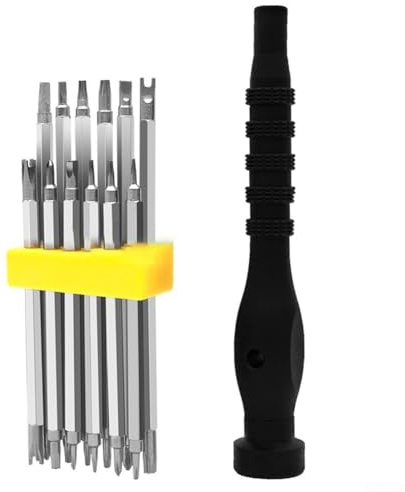 12-in- Screwdriver Set with Y-Type, U-Type, for Torx, Triangle & Cross/Slotted Bits — Compact Repair Tool Kit for Electronics,