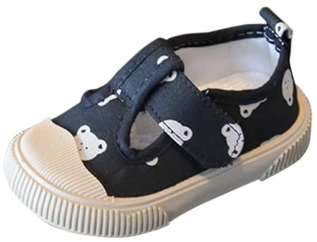 Zapatos para aprender a andar para bebé, niña y niño, zapatos planos, suela antideslizante, zapatos de suelo, cómodos zapatos para caminar, transpirables, zapatos descalzos ligeros, Negro , 19 EU