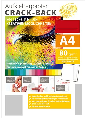 TATMOTIVE Original Crack Back Aufkleberpapier A4 weiß matt 100 Blatt