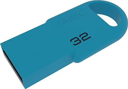 EMTEC, ECMMD32GD252, Clé USB Mini D250, design capless pratique, 32 Go de stockage, vitesses de lecture jusqu'à 15 MB/s, idéale pour documents et photos, compacte, Bleue