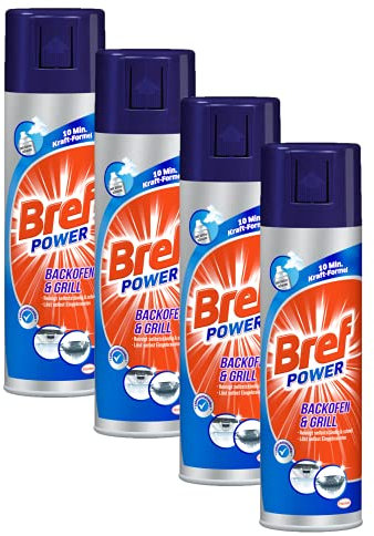 Bref Power Backofen & Grill, Backofenreiniger mit Aktivschaum, 4 x 500ml, entfernt selbst hartnäckigste Verkrustungen
