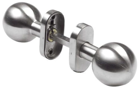 Amig - Jeu de boutons pivotants pour porte Mod. 11ALGR | ø62 x 77 mm | Avec garniture de rosette | Poignée ergonomique | Vis anti-vol | Sans ressort | Acier inoxydable 18/8 mat