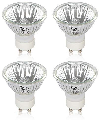 Simba Lighting 25W NP5 Candle Warmer ETC Replacement Light Bulb (4 Pack) Halogen GU10 120V for Wax Melt, Tart Burner, Recessed, Track Lighting, MR16 JDR with Glass Cover, Dimmable, Warm White 2700K