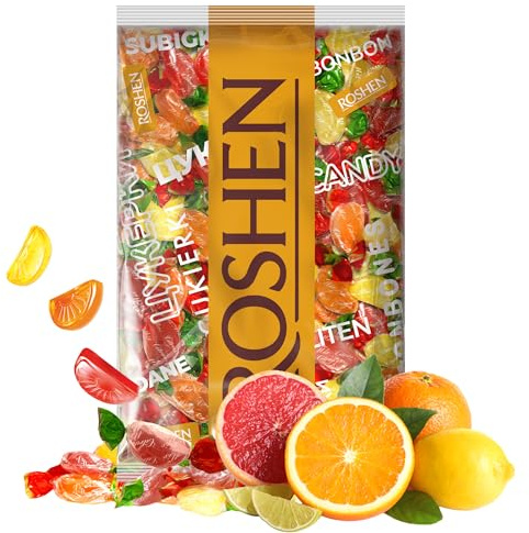 ROSHEN Citrus Mix Caramelle Dure alla Frutta – Senza Glutine – Incartate Singolarmente - 1 kg