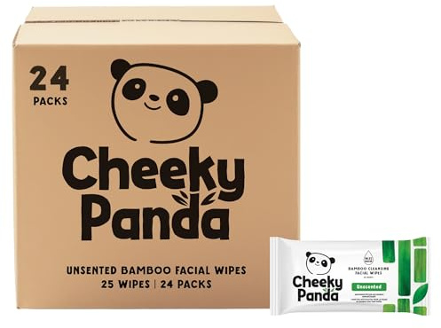 Cheeky Panda 100% Bamboo Facial Cleansing Wipes Unscented 25 Wipes-24 Pack