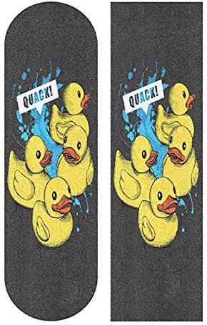 Poeticcity Yellow Rubber Ducks On Black Skateboard Grip Tape, Anti Slip Longboard Scooter Griptape, Sand Paper Sheet Sticker 9 x 33