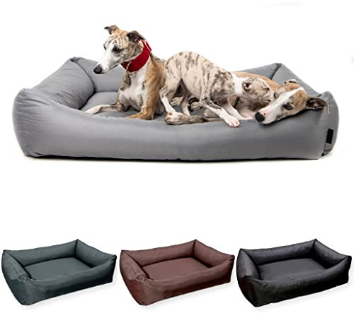4L Textil Cozy Dog Bed Otto med avtagbart och tvättbart överdrag, hundkorg för medelstora hundar, hundkudde, fluffig hundsoffa (Basic 03, 80x60 cm)