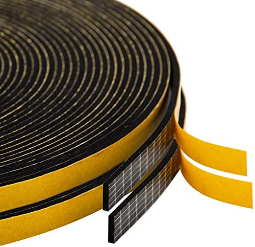 Dichtungsband für Türen Fenster, Selbstklebendes Schaumstoffband Türdichtung Fenster, Gummidichtung für Kollision Siegel Schalldämmung (6mmx1.5mmx20m, Schwarz-Gelber Kleber)