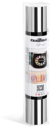 TECKWRAP Silver Chrome Smart Adhesive Vinyl Permanent,13in x 5ft, Vinyl for HandCrafting Decal Projects, Compatible with Explore3/Maker3
