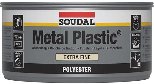 Soudal - Stucco di riparazione extra fine in plastica, due componenti a base di poliestere, 1 kg, colore: Bianco
