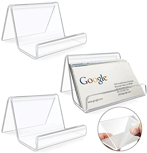 lyfLux 3 Stück Acryl Visitenkartenhalter Desktop Transparent Visitenkarten Display Rack Kunststoff Visitenkartenhalter zum Platzieren und Präsentieren von Visitenkarten Kapazität 60 Blatt