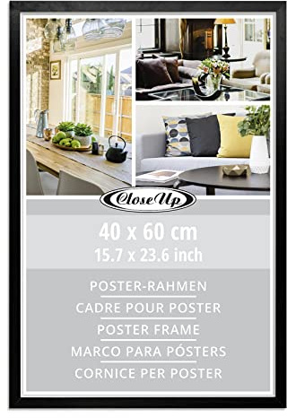 Close Up Posterrahmen 40 x 60 cm | Holzdekor (MDF) schwarz mit Rückwand | PVC-Scheibe (unzerbrechlich) Profilbreite 20 mm
