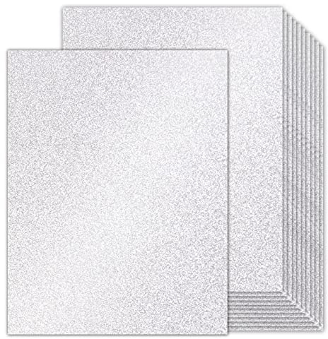 Doppelseitiger silberfarbener Glitzer-Karton, 21,6 x 28,9 cm, 24 Blatt, Goefun 45,4 kg, kein Ausfallen, schimmerndes Glitzerpapier für Scrapbooking, Geburtstag, Hochzeit, Party, Dekorationen (nicht