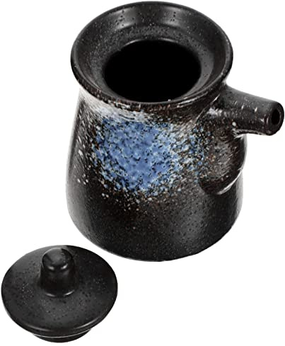 UPKOCH Japanischer Keramik Gewürzbehälter 10X8.5X7Cm Essig- & Sojasaucen-Spender Mit Deckel Für Küche Und Haushalt Stilvoller Shoyu Topf