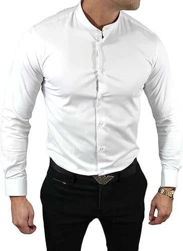Espada Men's Wear Camicia elegante con colletto alto, slim fit, bianco, ESP013, taglia S-3XL, bianco, M