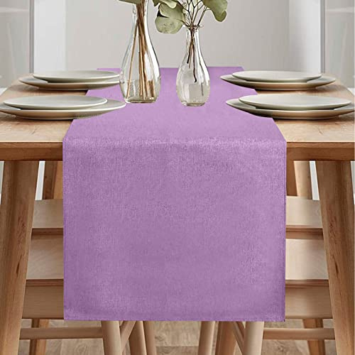 Tischläufer Frühling Modern, Abwaschbar, Leinenoptik, Wasserabweisend für Esszimmer Party Urlaub Dekoration (Lila, 40 x 180 cm)
