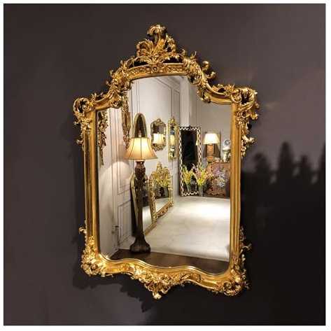Baroque Wall Mirror, 67x95cm Vintage Hanging Mirror, Decorative Vanity Mirror, Ornate Entryway Mirrors for Bathroom/Living Room/Hallway/Fireplace
