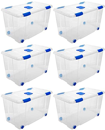 Acan Tradineur - Confezione da 6 Scatole di Stoccaggio - Realizzato in plastica - Contenitore per riporre giocattoli, libri, vestiti, coperte - N.º 12-73,2 x 41,2 x 31 cm - 90 Litri