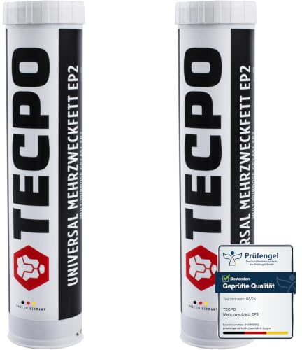 TECPO Universal Mehrzweckfett EP2 400g Kartusche Schmierfett, Lithiumfett, Universalfett, KFZ-Schmierung, wasserbeständig, KP2K-30 Lithium Fett (2x 400g)