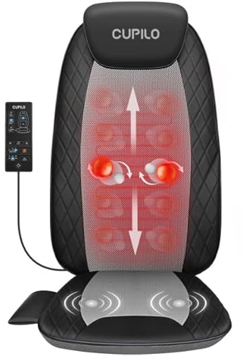 CuPiLo Back Massager for Chair - Full Back Massager with Heat for Pain Relief Deep Tissue, Chair Massager Pad, Back Support Inflatable Flap Massage Chair Cushion, Gifts for Men Dad