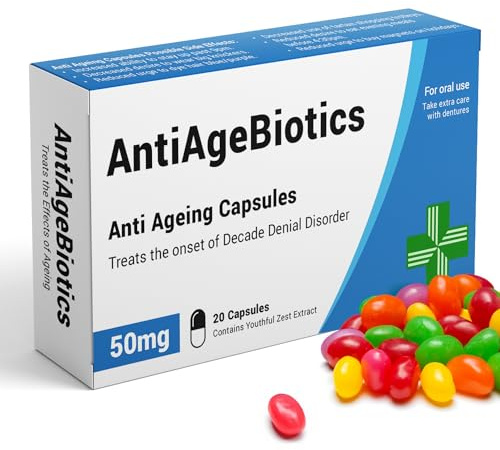 KadoBox AntiAgeBiotics Joke Pill Box, Jelly Beans | Funny Gift for Women | Novelty prank pill box with jelly bean sweets · Birthday, Secret Santa & office gift · Funny gag present for adults & teens