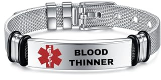 AITENME Medical Armband für Damen Männer Armreif,Personalisierte Medizinische Alert ID Notfallarmband Medizinisch Damen Uhrenarmband，Medizinischer Armband aus Edelstahl