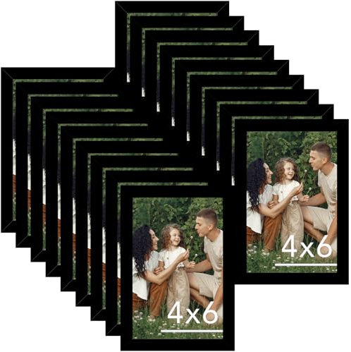 JCJMY Bilderrahmen, 10 x 15 cm, Schwarz, 10 x 15 cm, Galerie-Wandrahmen-Set, 10,2 x 15,2 cm, 18 Stück, Collage, Wanddekoration, Fotorahmen-Set für Wandbehang und Tischplatte, schwarz, 18 Stück