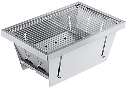 Barbecue portatile da campeggio in acciaio inox, mini barbecue a carbonella, per uso esterno, pieghevole, per campeggio e picnic